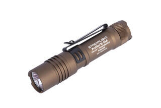 Streamlight ProTac 1L-1AA handheld 350 lumen tactical flash light with coyote finish can be powered by CR123A or AA batteries